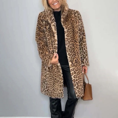 Mittellange Jacke mit Leopardenmuster für Damen